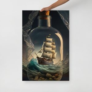 Pirate Ship Trapped in a Bottle - Canvas Print