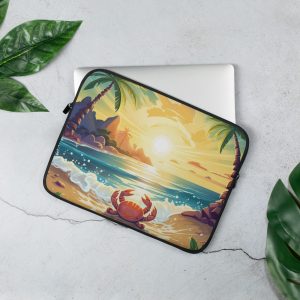Sun Rise at the Beach with the Crab Laptop Sleeve
