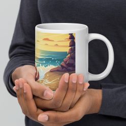 Sunrise at the Beach - White glossy mug