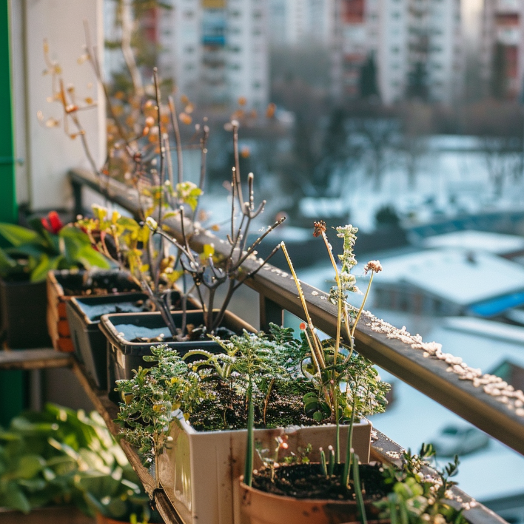 Balcony gardening in Maryland during the Cold months.